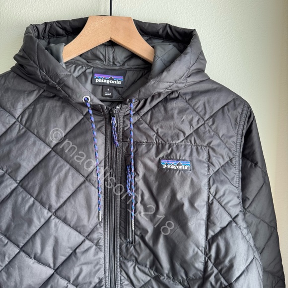 Patagonia Diamond Quilted Bomber Hoody Small Men’s Black Puffer Jacket S - Picture 4 of 11